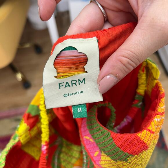 $275 Farm Rio Colorful Flower Floral Long Maxi Dress Medium Boho Vacation - Picture 8 of 9